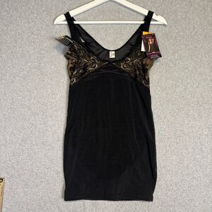 Brand New Maidenform Women's Size Small Black Laced Overlay Mini Dress